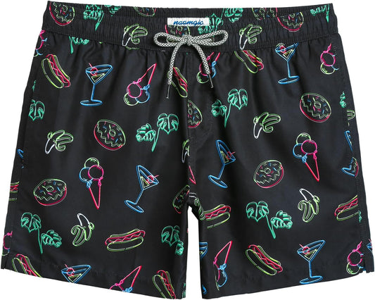 Mens Swim Trunks 5" Quick Dry Beach Shorts Bathing Suits with Mesh Lining Pockets