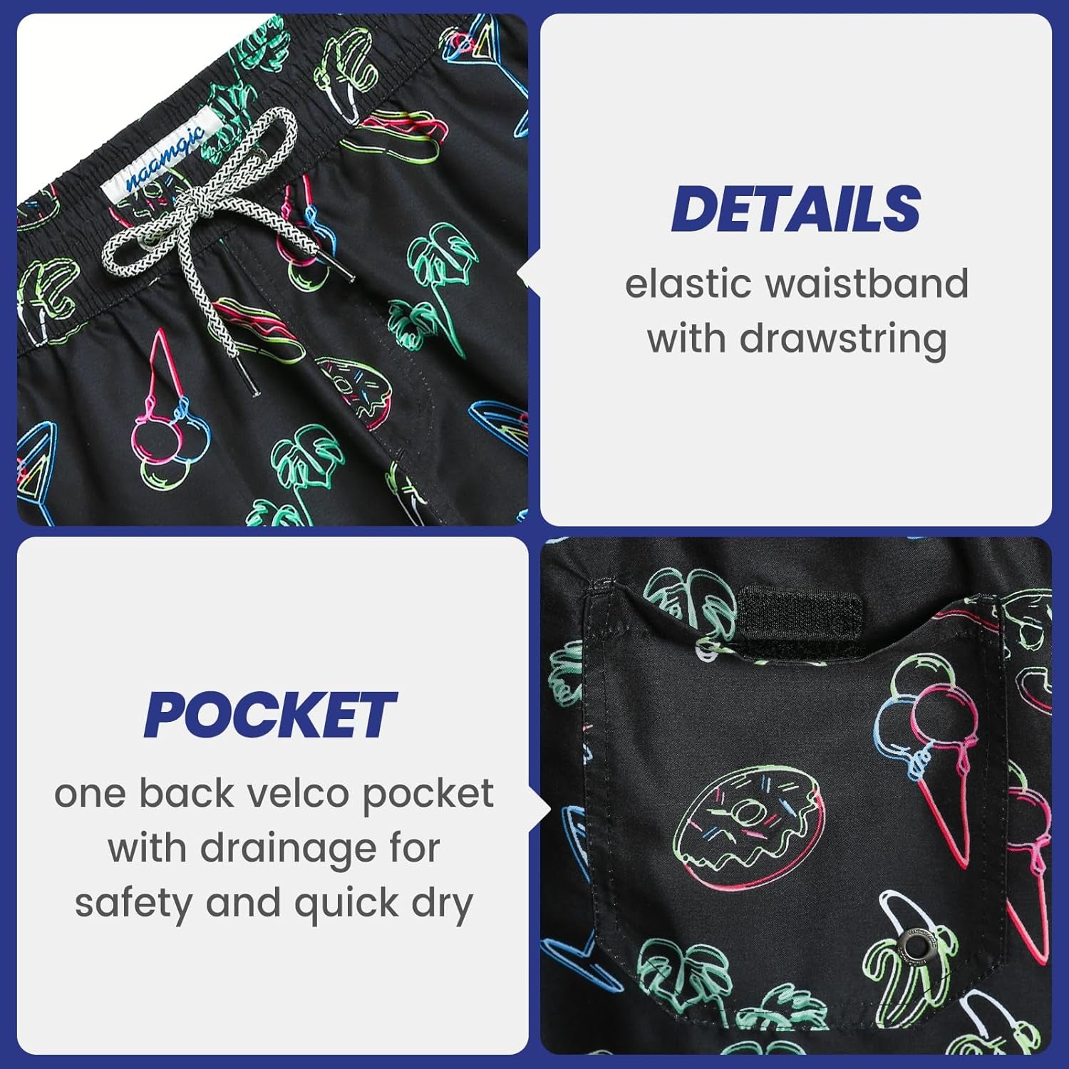 Mens Swim Trunks 5" Quick Dry Beach Shorts Bathing Suits with Mesh Lining Pockets