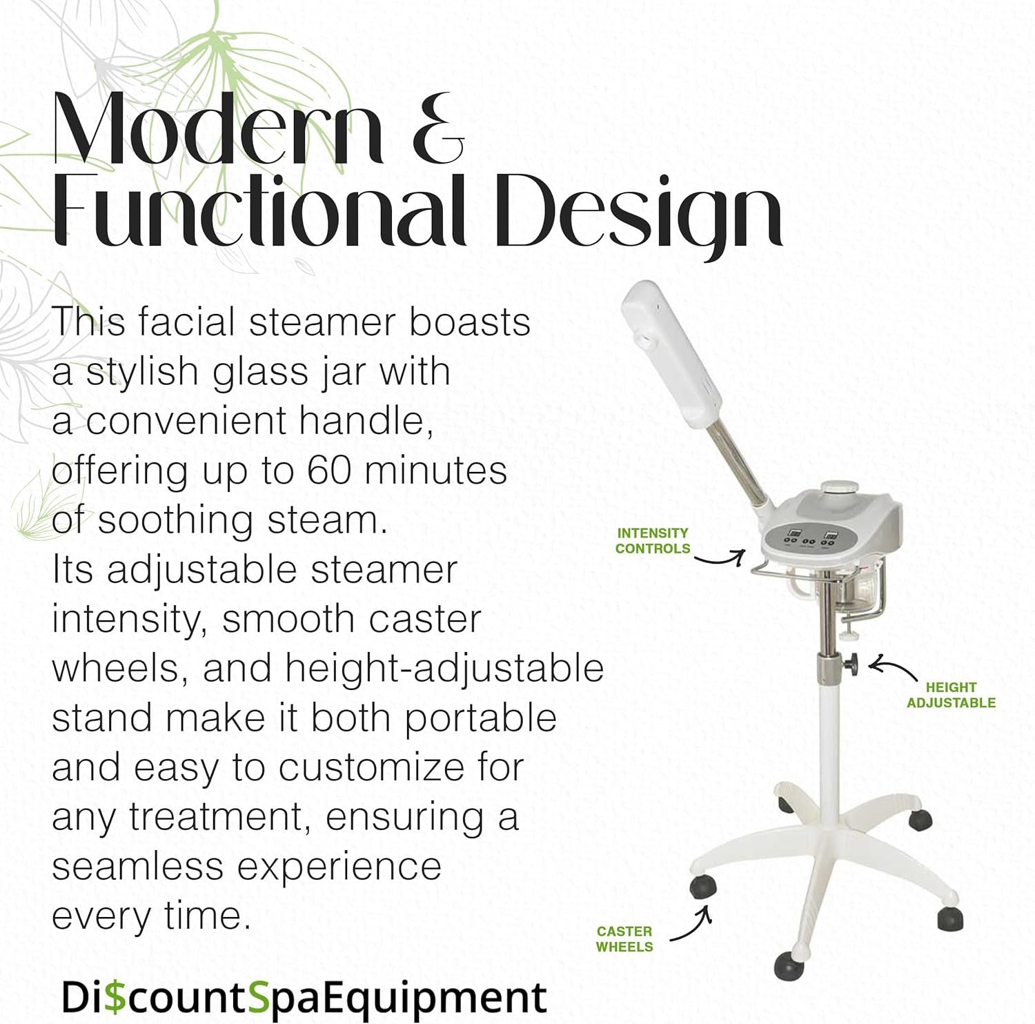 - Basic Digital Ozone Facial Steamer for Esthetician with Silent Timer, Digital Controls & Aromatherapy, Professional Grade with Stand, 20 Lbs