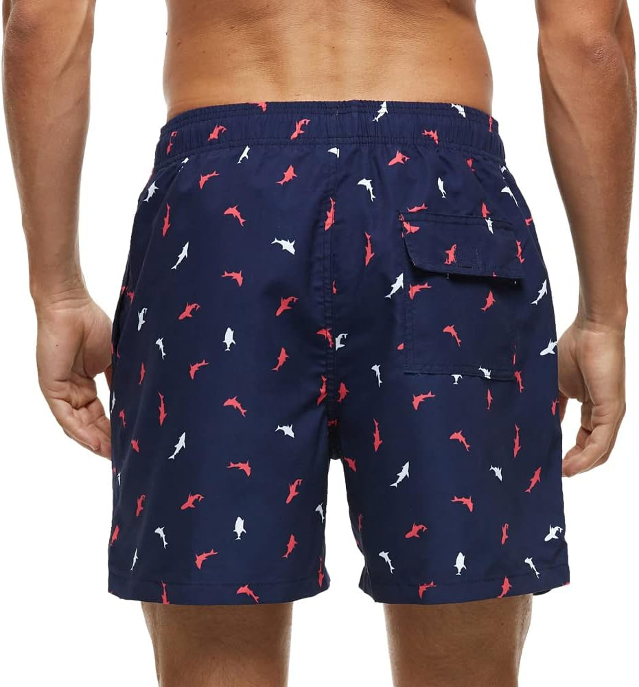 Mens Swim Trunks with Mesh Lining Quick Dry Beach Shorts Swimming Bathing Suits